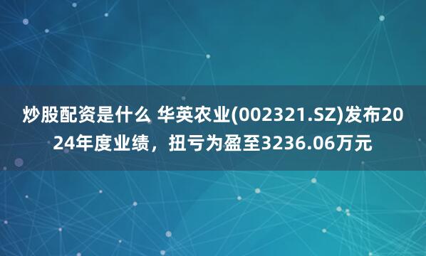 炒股配资是什么 华英农业(002321.SZ)发布2024年度业绩，扭亏为盈至3236.06万元